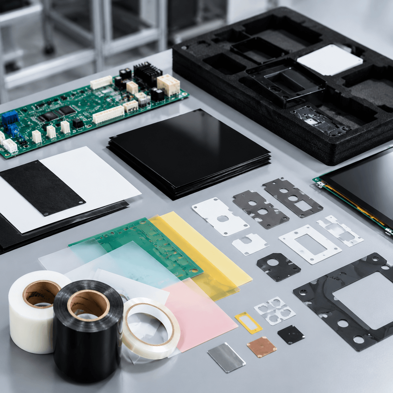 Die-cut PET and insulation tapes in electronics assembly