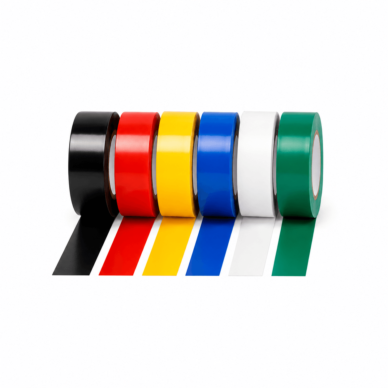 PVC electrical tape rolls in multiple colors