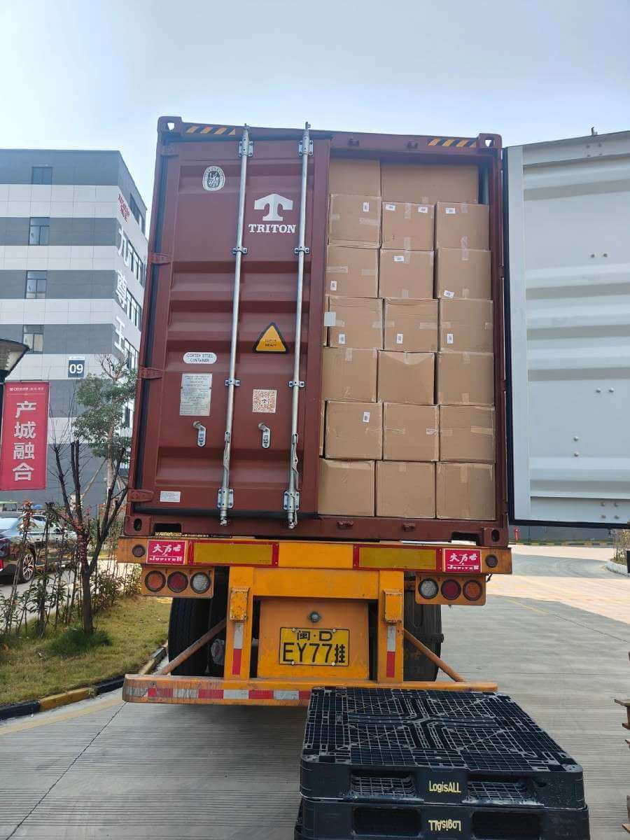 Export adhesive tape cartons loaded in a container