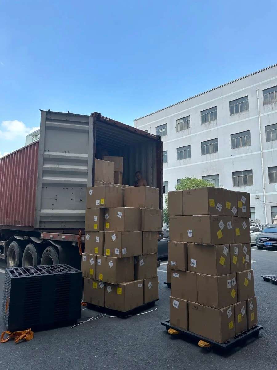 Palletized adhesive tape cartons ready to ship